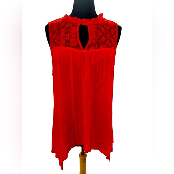 Soulmates Tops - Soulmates Women’s Elegant Plus Size Red Lace Women's Sleeveless Top-1X